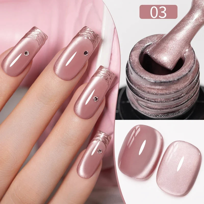 7.5ML Aurora Starlit Cat Eye Gel Nail Polish Rainbow Glitter Galaxy Cat Magnetic Nail Art Gel Soak Off UV Semi-Permanent Varnish