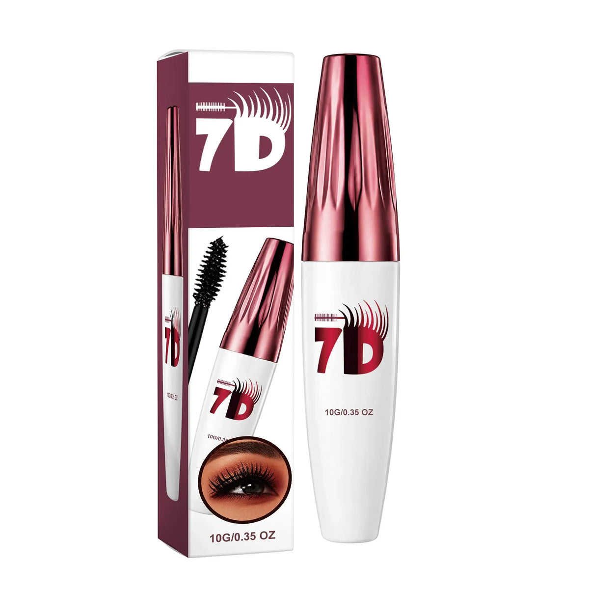 7D Volumizing & Curling Black Mascara – Smudge-Proof, Natural Lash Lift & Curl, Flake-Free, Non-Clumping, Waterproof Eye Makeup