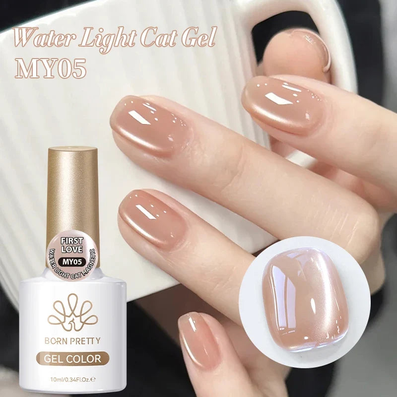 BORN PRETTY Gold Pink Cat Magnetic Gel Polish 10ml Water Light Spaking Glitter  Soak Off UV Semi Permanent Varnish Manicure