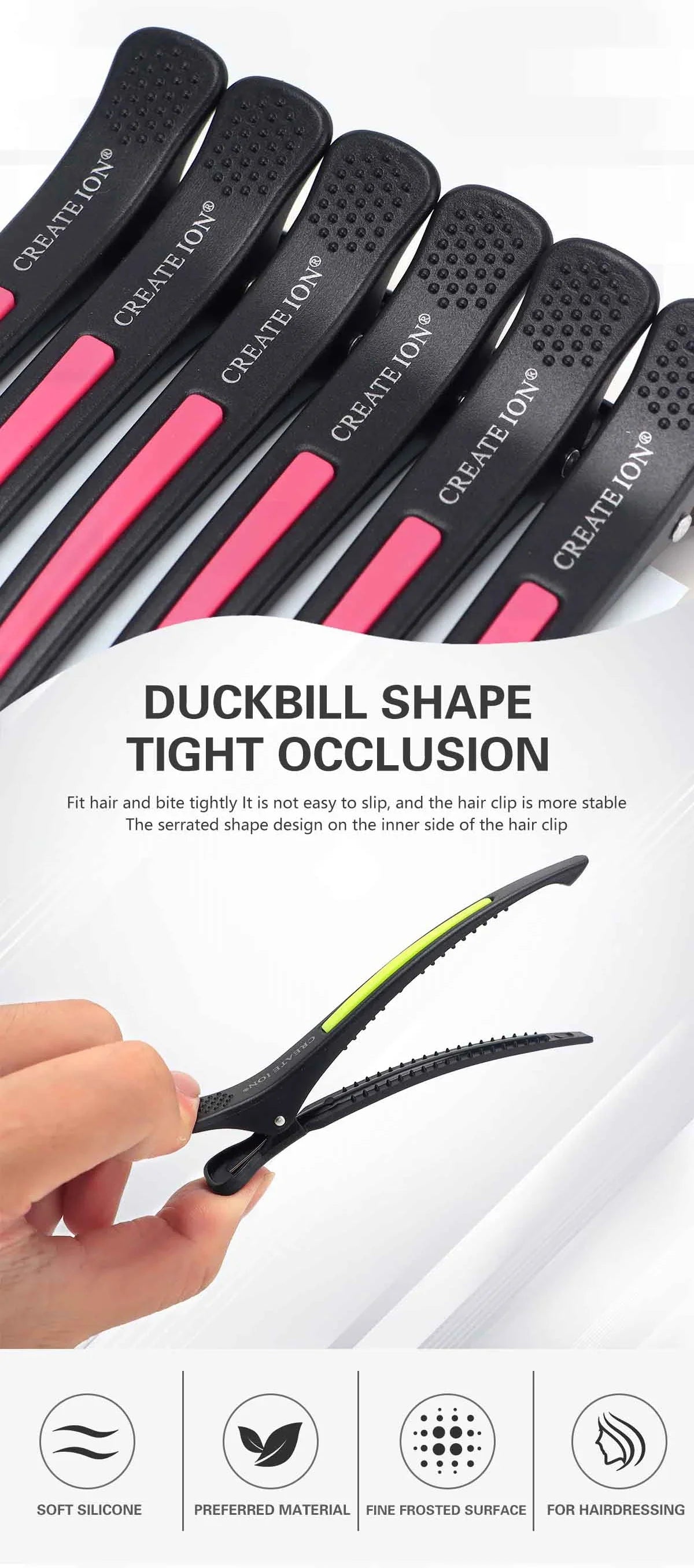 6Pcs Salon Alligator Hair Clips Traceless Hairdressing Clips Claws Section Barbershop Beauty Styling Tools Hairpin Accessories
