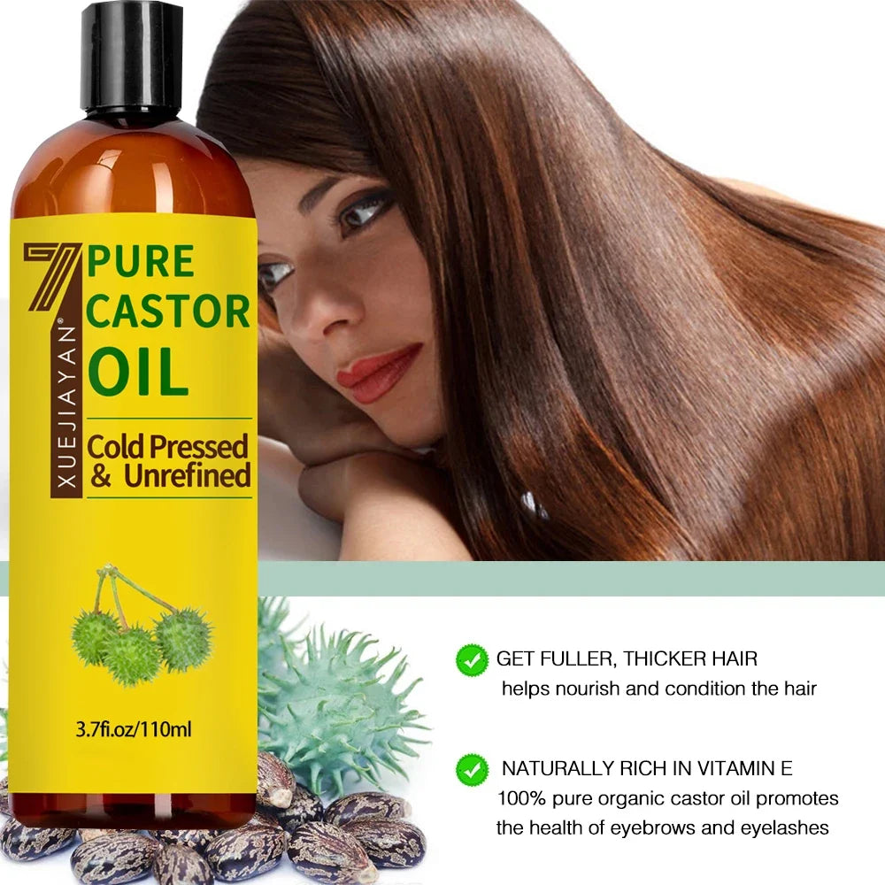 100% Pure And Castor Oil For  Eyelashes Hair Growth, And Eyebrows - Carrier Oil For Essential Oils, Aromatherapy And Massage