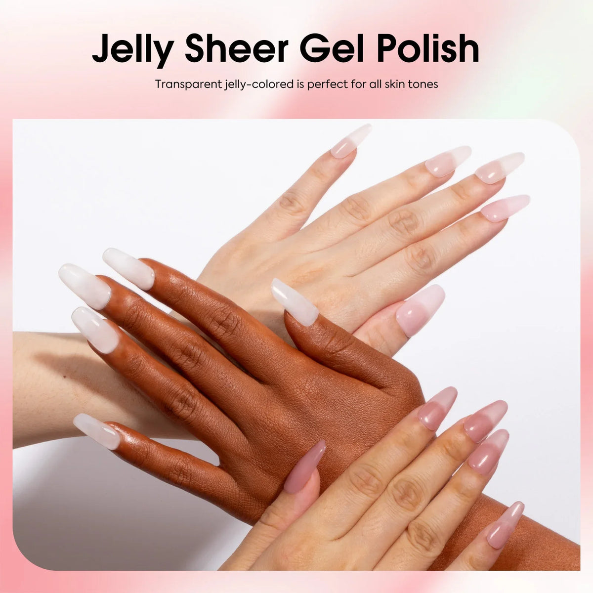 6pcs/kit CANNI Gel Nail Polish TPO FREE Nails Semi Transparent Jelly Pink Collection Soak Off UV LED Gel Diamond Top Coat Set