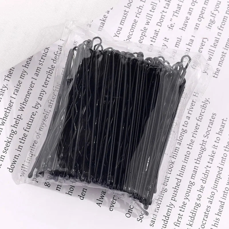 5/6/7cm Alloy Bobby Pins Barrettes U Shaped Metal Hair Pins Waved Hair Clips Bridal Hair Pins Hair Styling Tools Black 50Pcs/Bag