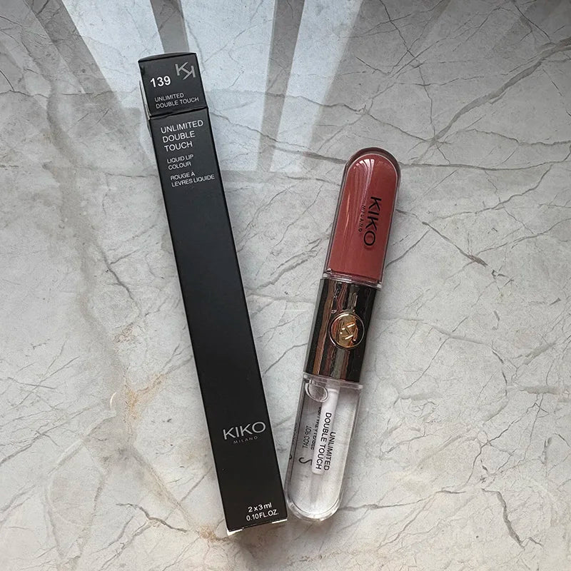 KIKO 3D Double Headed Lipstick Transparent Mirror Lip Gloss Non Fading Oil Sexy Rich Lip Gloss Milk Tea Bean Paste Naked Makeup