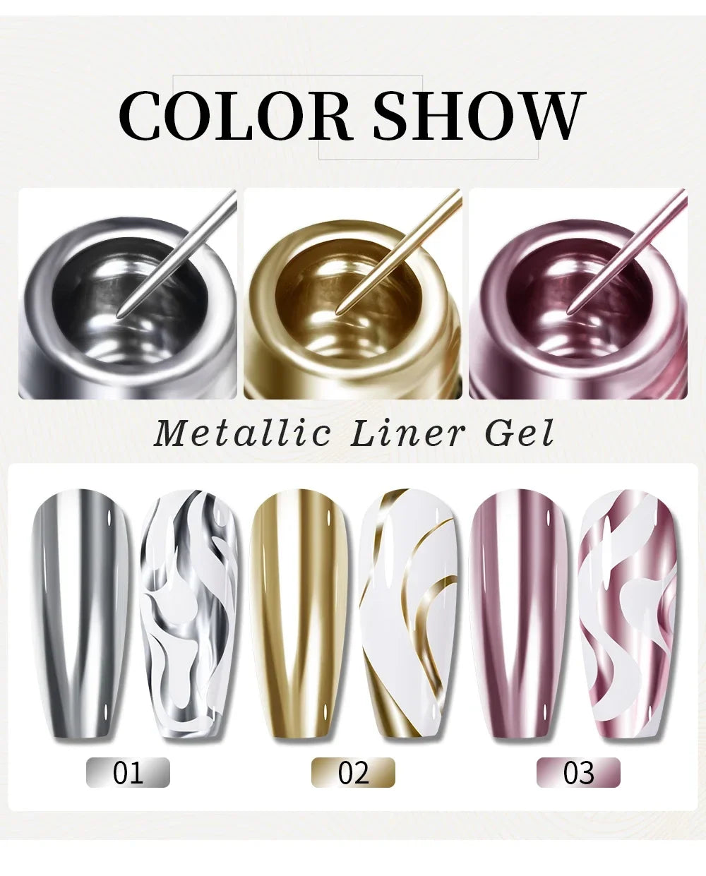 5ml Golden Silvery Metallic Painting Liner Gel Polish Chrome Mirror Effect Semi-Permanent Varnish For Stunning French Nail Art