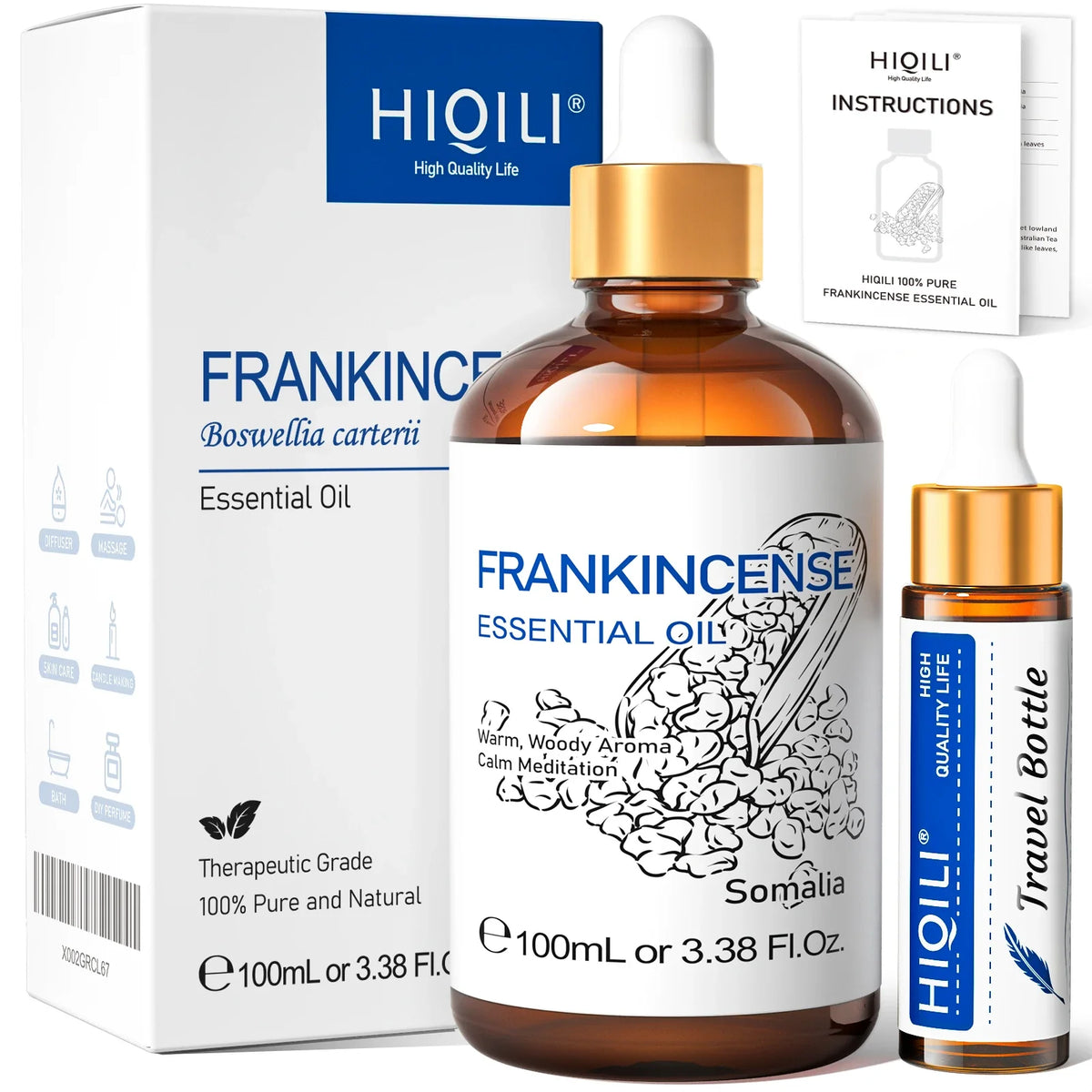HIQILI 100% Pure Lavender Essential Oil 100ML Aromatherapy Diffuser Oil for Sleep Relaxation Diffuser Massage Skin Care