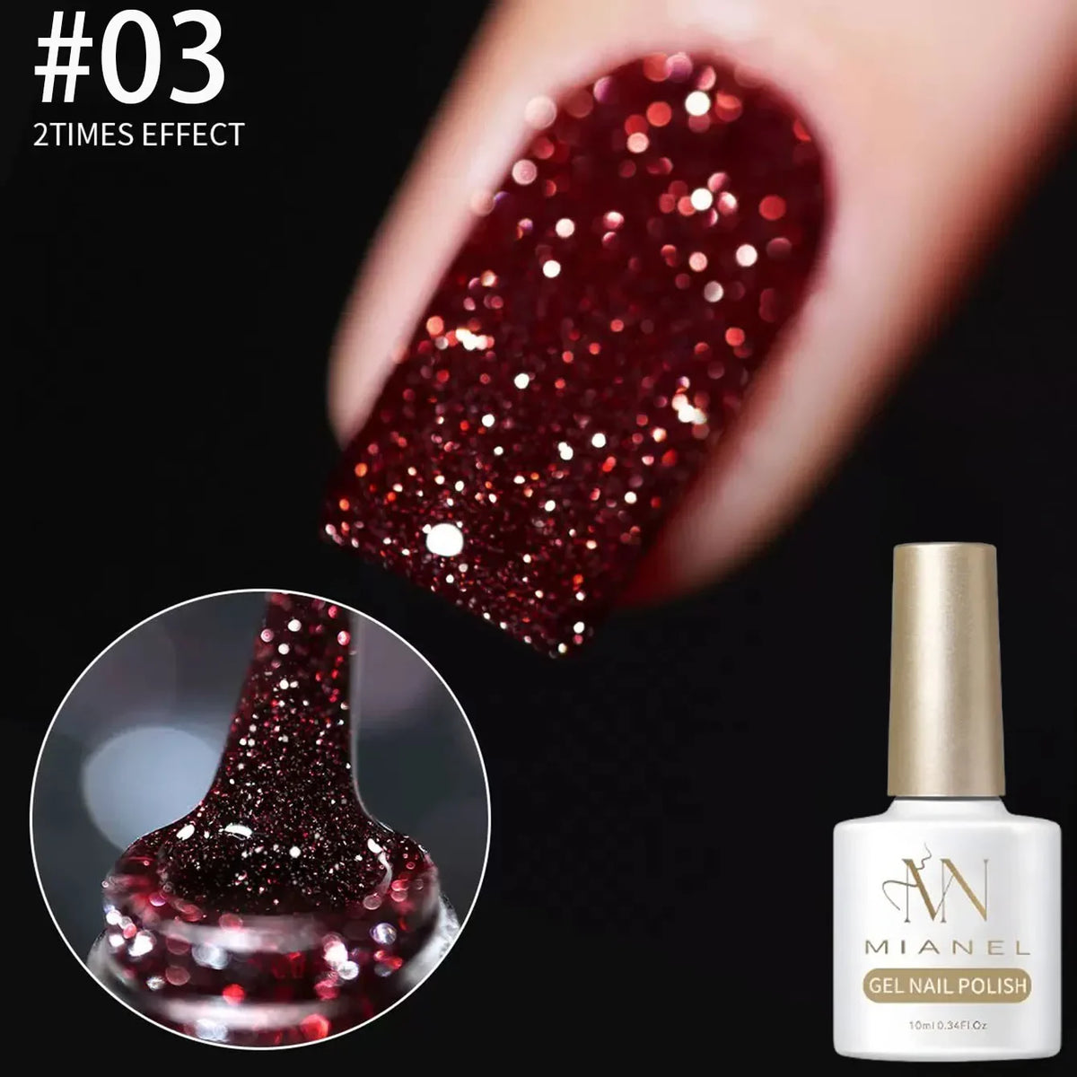 1-12pcs Wine Red Flash Crushed Strobe High Density Diamond Glitter Gel Nail Polish Black Nails Red Nails White Nails