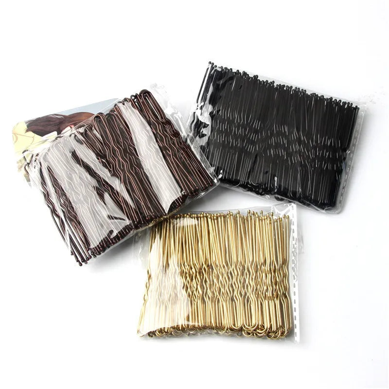 5/6/7cm Alloy Bobby Pins Barrettes U Shaped Metal Hair Pins Waved Hair Clips Bridal Hair Pins Hair Styling Tools Black 50Pcs/Bag