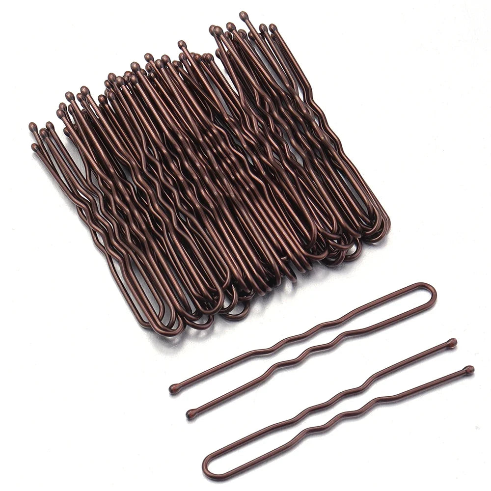 50Pcs Women Girls U Shaped Hairpins For Bun Metal Hairdressing Bobby Bridal Pin Barrette Salon Hair Styling Tools U Clips 5cm