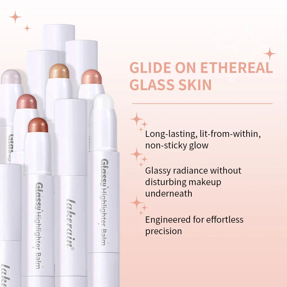 Glassy Highlighter Balm Brighten Complexion Deep Hydration Long Lasting Wear Highlighting Cream Eye Cheek Lip Body Glossy Pen