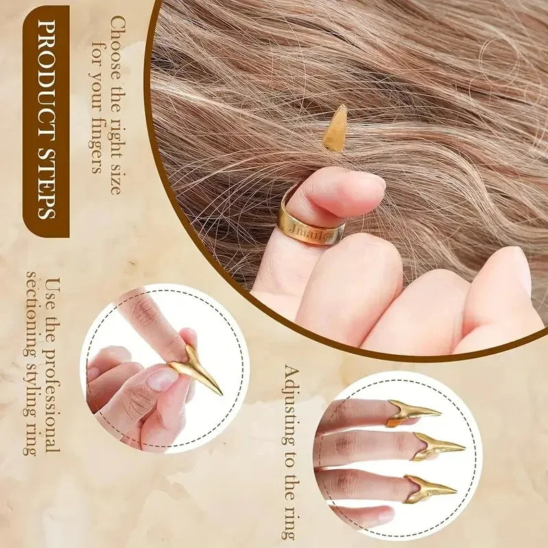 10/5/1pcs Set Hairdressing Finger Claw Rings for Braiding Layered Hair Styling Tool Accessories