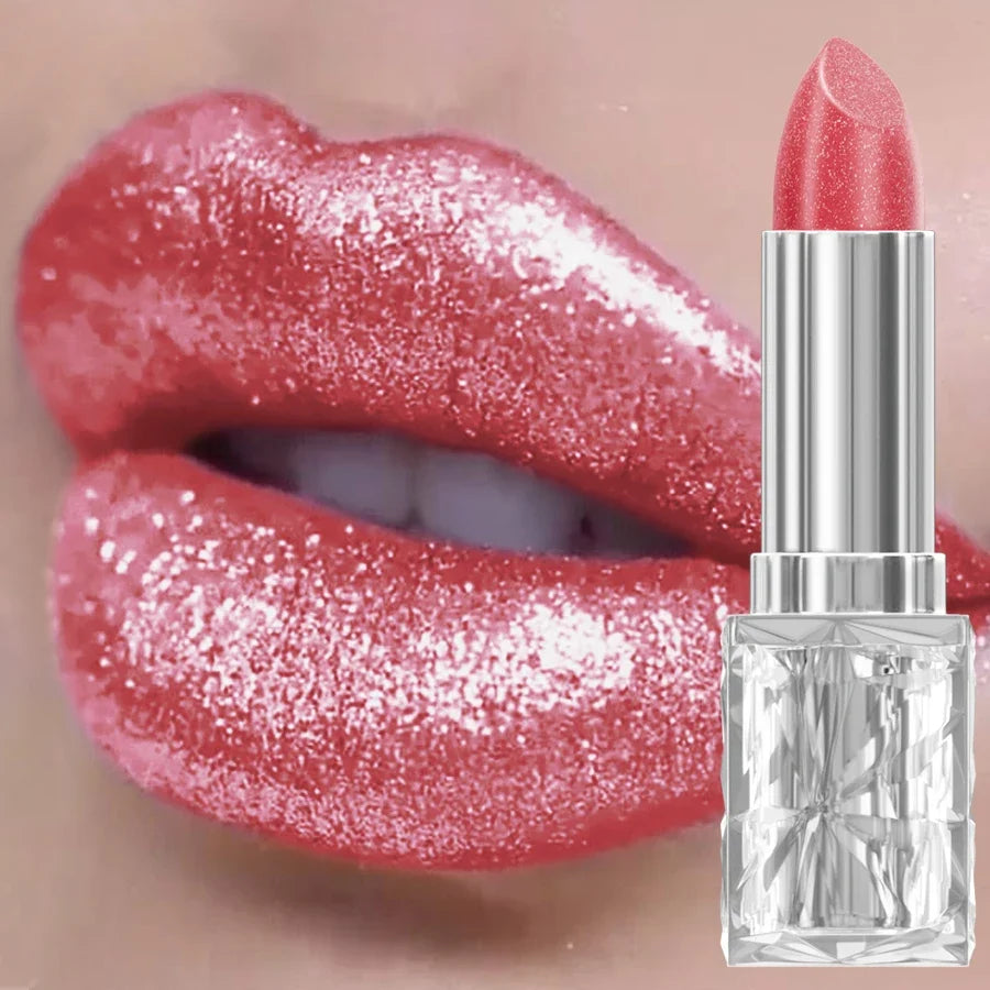 7 Colors Pearlescent Pink Metallic Glitter Velvet Lipstick Waterproof Long Lasting Korean Makeup Gift Matte Shimmer Lip Tint