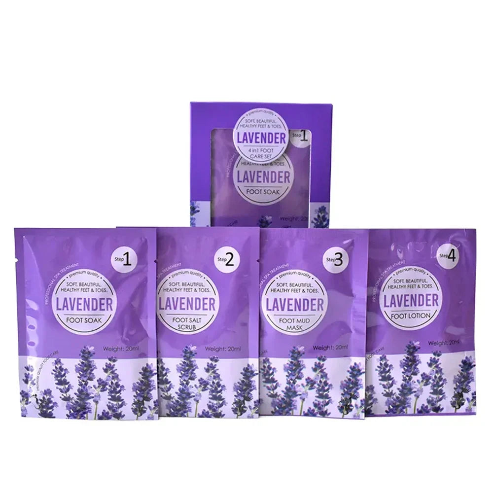 15Sets Pedicure Jelly Foot Soak Kit 4 in 1 Salt Soak Sugar Scrub Moisture  Mask Massage Cream for Salon Spa