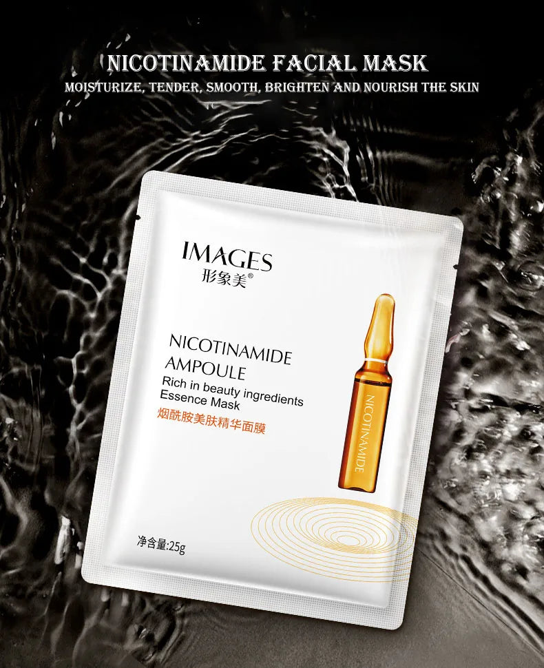 IMAGES 10pcs Hyaluronic Acid Niacinamide Facial Mask Moisturizing Shrinking Pores Face Sheet Mask Anti Wrinkle Beauty Skin Care
