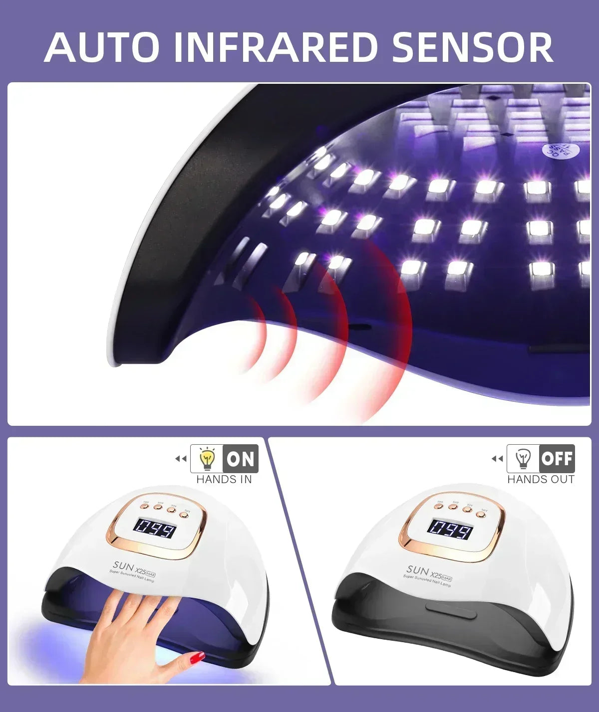 Auto‑sensor UV LED Manicure Lamp,380W Timed Nail Dryer for Home‑salon Gel‑polish Quick Curing Work