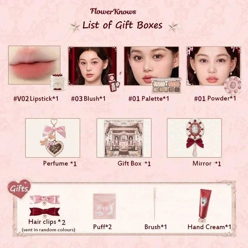Flower Know Strawberry Cupid Box Collection Make Up Sets Cosmetics Full Set Palette Pressed Powder Blush Lipstick Mystery Box