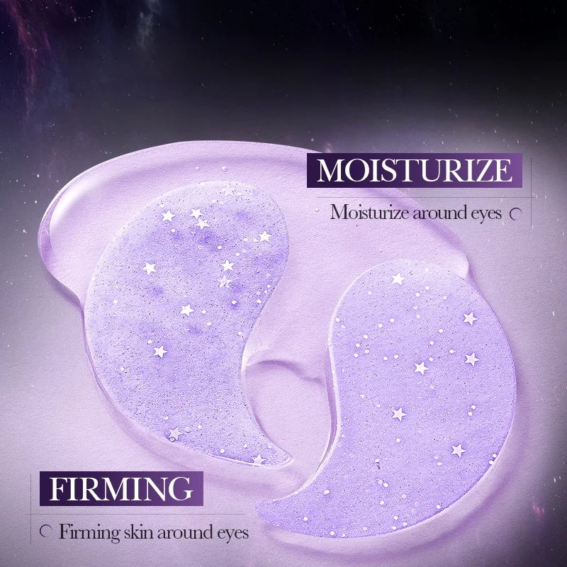 60 Pieces/Box Grape Seed Collagen Starry Sky Eye Mask, Contains Grape Seed and Collagen Gel Eye Mask, Suitable for All Light Beige Skin Types, Hypoallergenic, Alcohol-Free, Non-Irritating, Improves Dry Skin Around the Eyes, P