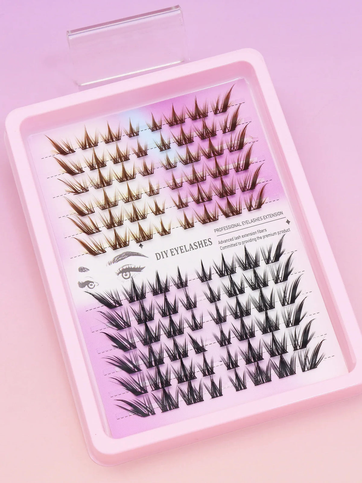Ayr 80PCS C Curl Brown Style Eyelash Extension Winged Individual Lashes Natural Segmented Eyelash Bundles Makeup Tools