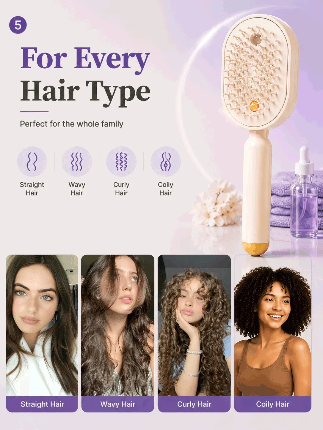 Electric Hair Brush with Spray Mist Scalp Massager Detangling Brush for Women Hair Care Anti Frizz Styling Tool