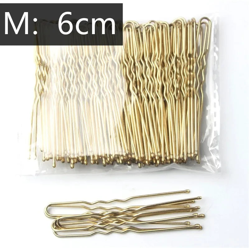 5/6/7cm Alloy Bobby Pins Barrettes U Shaped Metal Hair Pins Waved Hair Clips Bridal Hair Pins Hair Styling Tools Black 50Pcs/Bag