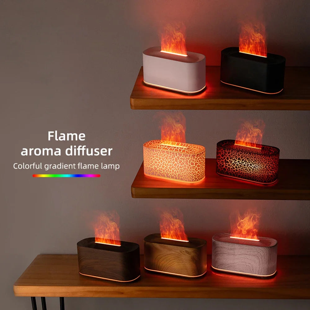 Essential Oil Diffuser,Flame Colorful Water Vapor Fire Humidifier for Aromatherapy Aroma Therapy Machine Room,Flame Diffuser