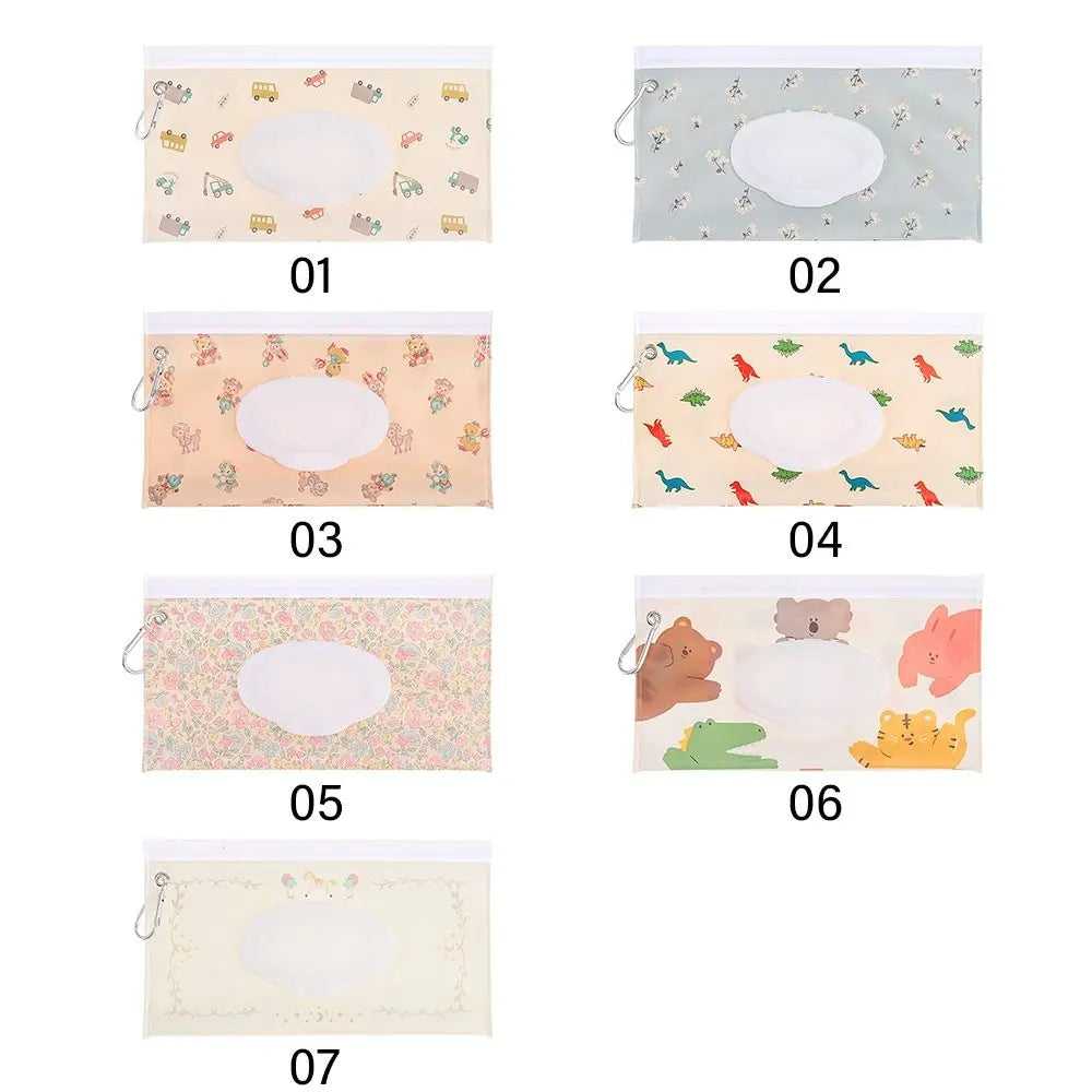 EVA Baby Wet Wipe Pouch Portable Buckle Wipes Holder Case Flip Cover Snap-Strap Reusable Wet Wipe Bag Outdoor Tissue Box