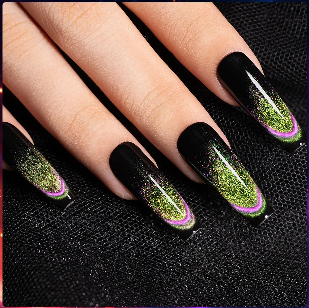 7.5ML Aurora Starlit Cat Eye Gel Nail Polish Rainbow Glitter Galaxy Cat Magnetic Nail Art Gel Soak Off UV Semi-Permanent Varnish