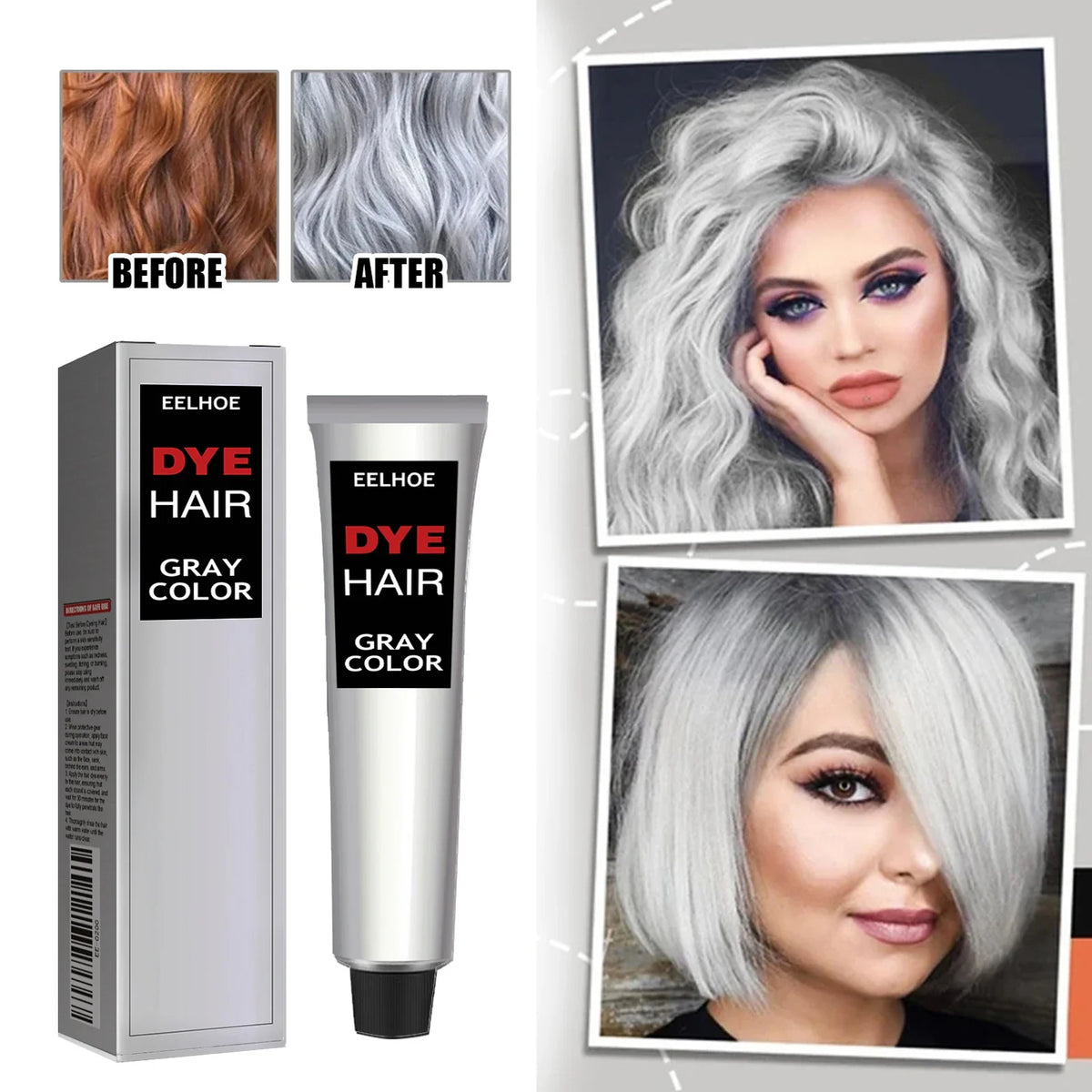 EELHOE Gray Hair Dye Cream Dye Shampoo Covering Primary Color Easy To Get Started Professional Hair Dye Cream For Women Men