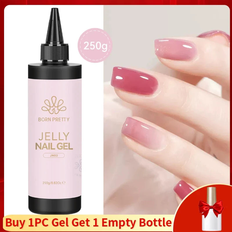 BORN PRETTY 225g Nail Extension Gel Jelly White Pink Clear Gel Nail Polish Quick Extending UV Nail Hard Gels Soak Off Gel Varnis