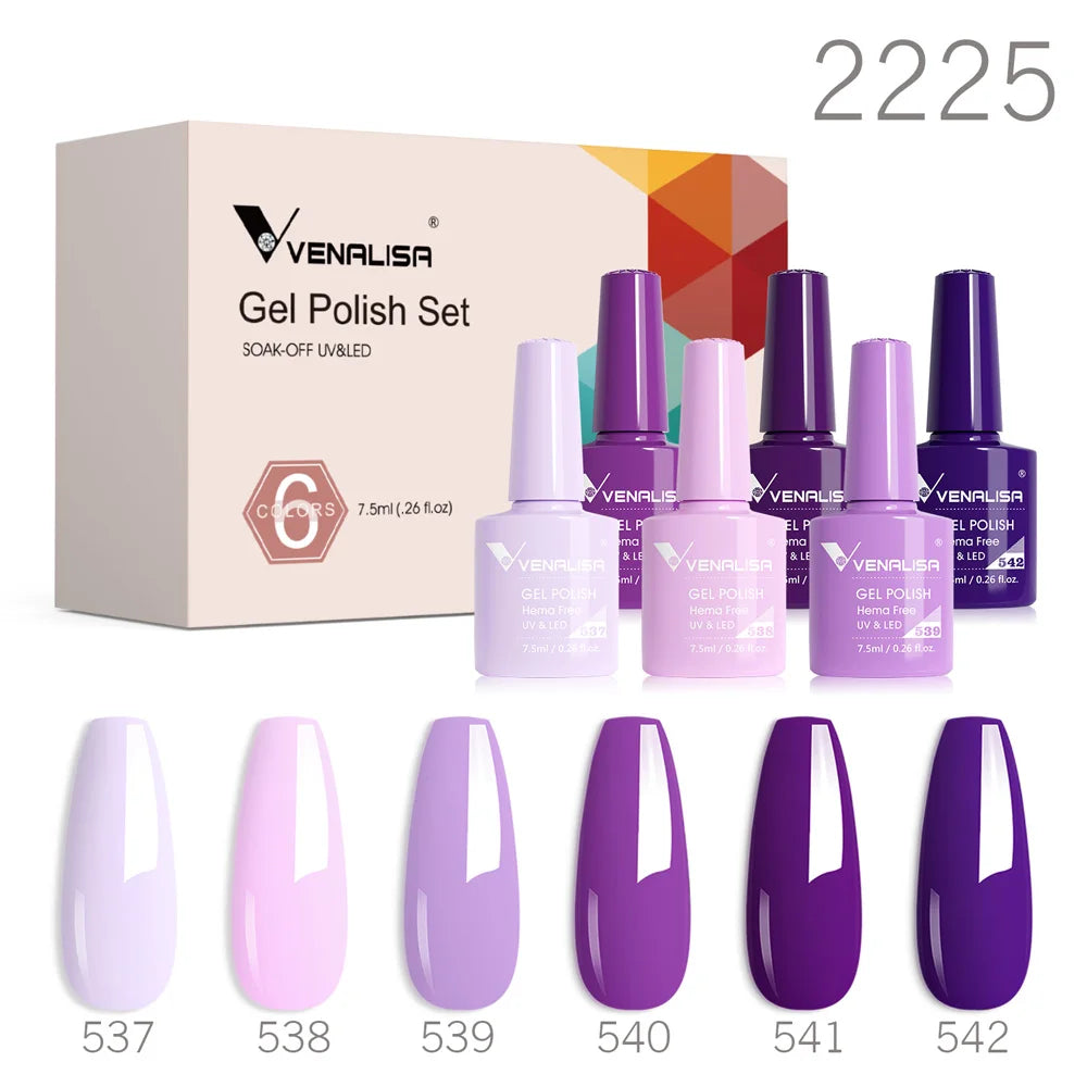 6pcs Venalisa Construction Gel Kit Stronger Jelly Color Reinforce Natural Nail Varnish Rubber Base Color Series Nude Collection