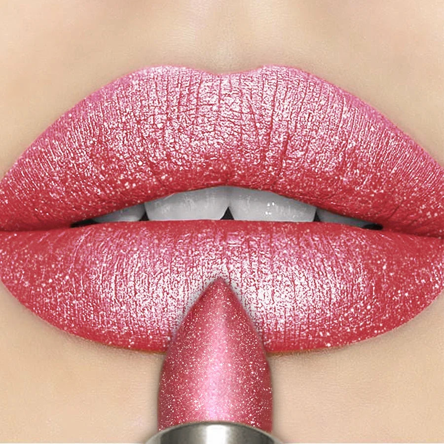 7 Colors Pearlescent Pink Metallic Glitter Velvet Lipstick Waterproof Long Lasting Korean Makeup Gift Matte Shimmer Lip Tint