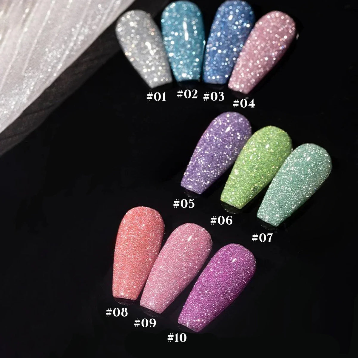 1-12pcs Wine Red Flash Crushed Strobe High Density Diamond Glitter Gel Nail Polish Black Nails Red Nails White Nails