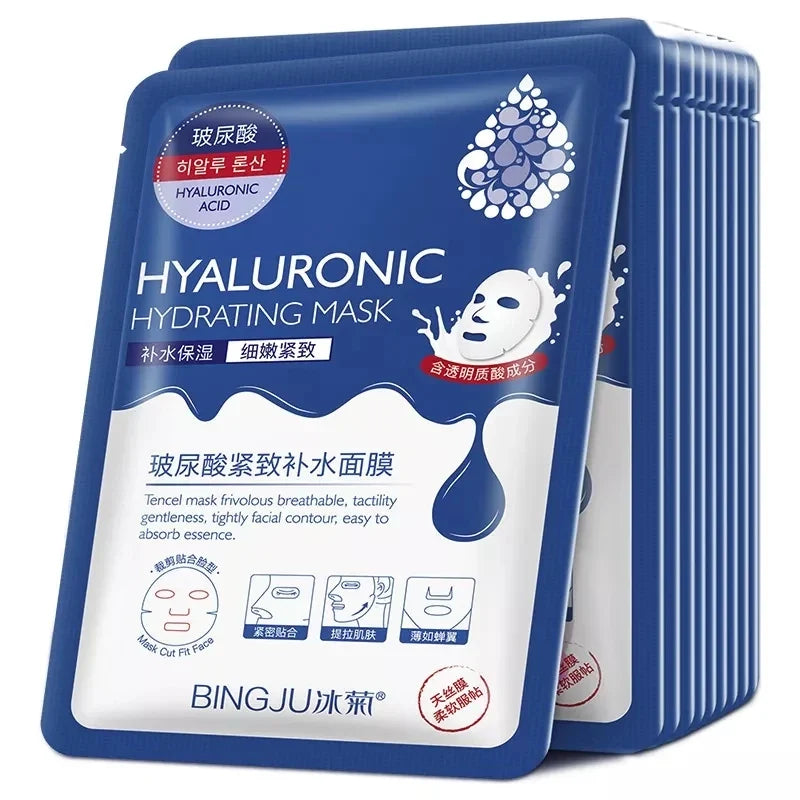 10/20/30pcs Hyaluronic Acid Hydrating Facial Masks Sheet Masks Face Moisturizing Anti-aging Anti Wrinkles Face Mask Skin Care