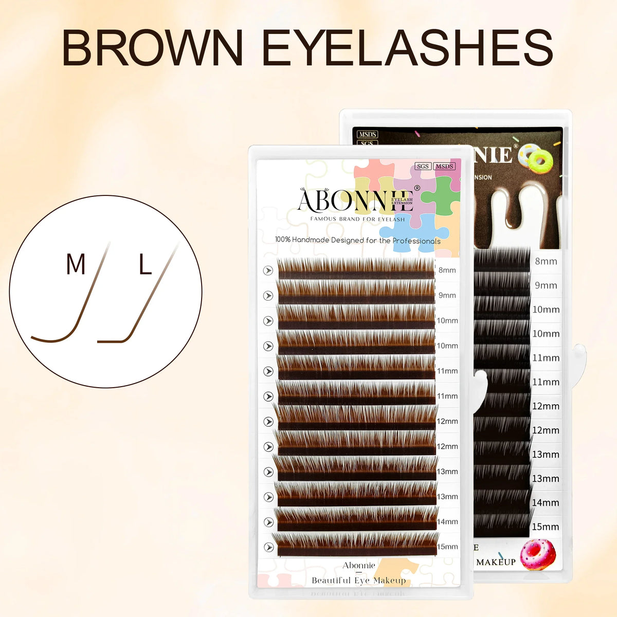 Abonnie L M Curl Brown Classic Individual Eyelashes Russian Volume Lashes