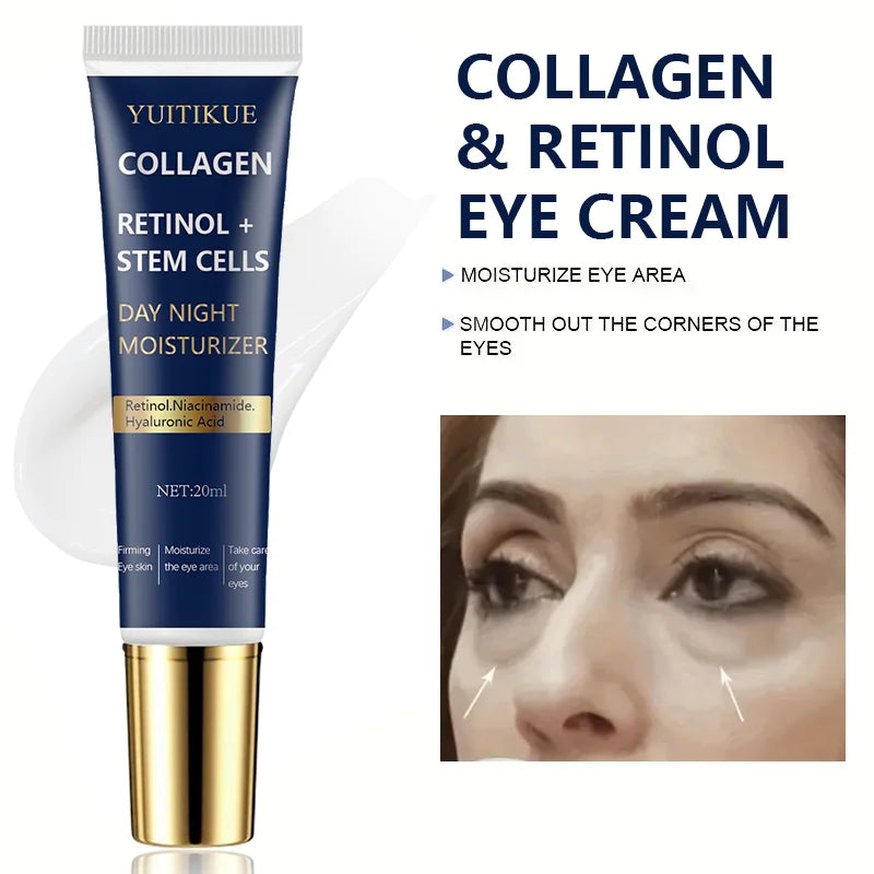 Collagen & Retinol Eye Cream 20ml - Day & Night Moisturizer, Firms & Smooths Eye Area, with Stem Cells & Niacinamide