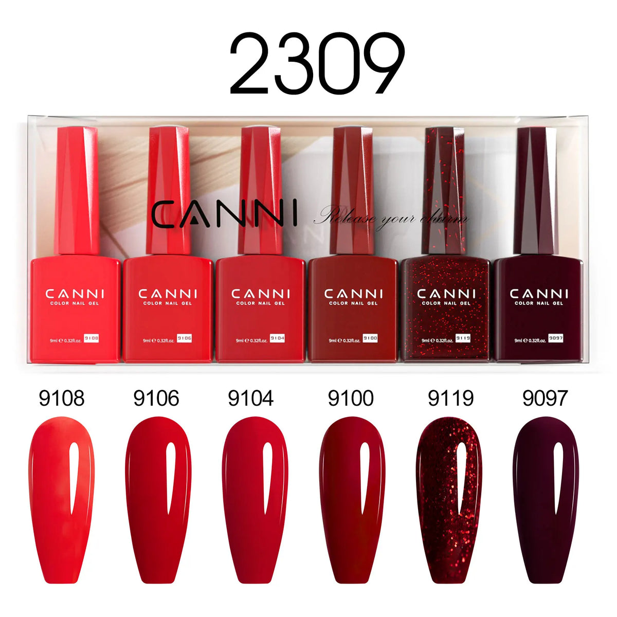 6pcs/kit CANNI Gel Nail Polish TPO FREE Nails Semi Transparent Jelly Pink Collection Soak Off UV LED Gel Diamond Top Coat Set