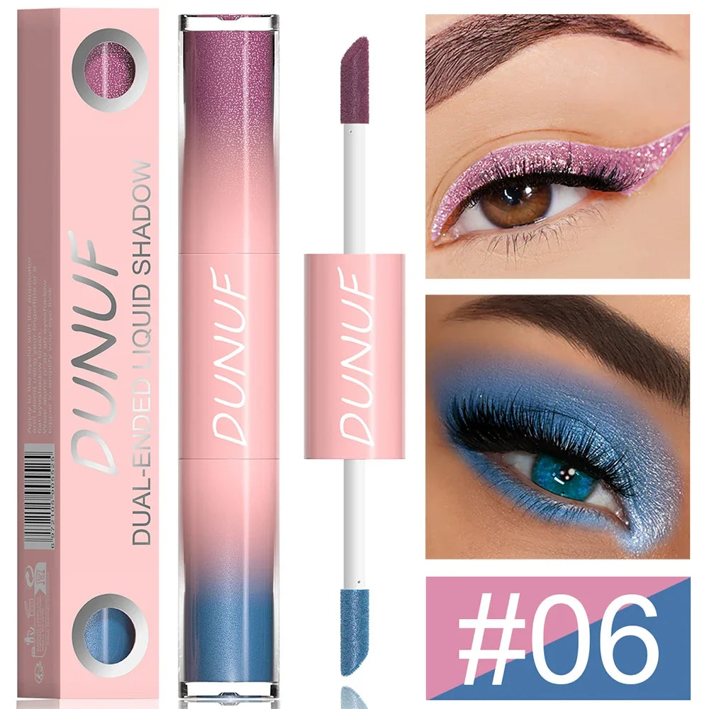 Double-head Punk Metallic Liquid Eyeshadow Stick Dark Glitter Matte Sequins Bicolor Shimmer Eyes Makeup Cream Pencil Waterproof