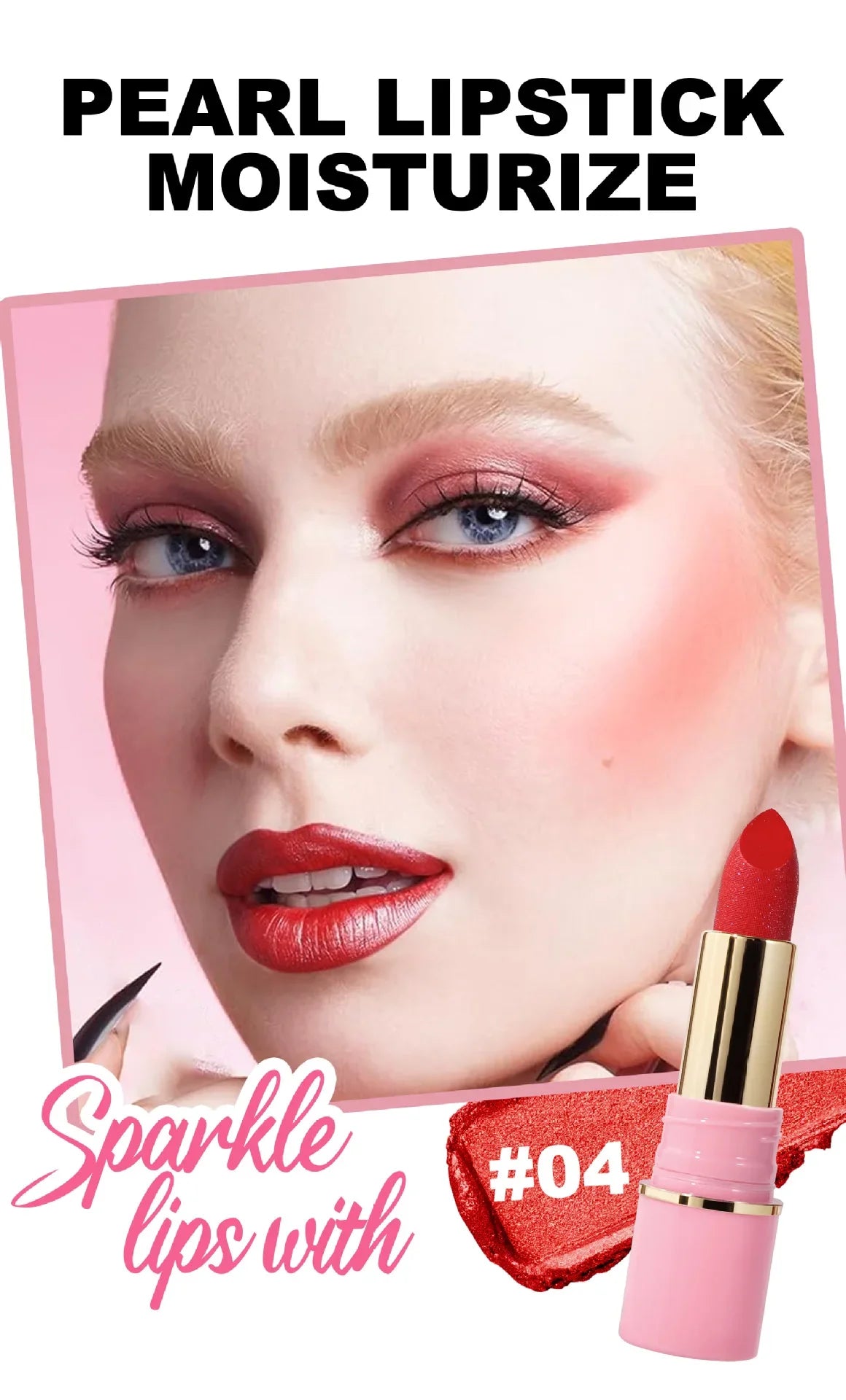 8 Colors Glitter Diamond Lipstick Long-Lasting Pink Brown Pearlescent Metallic Purple Sparkling Lipstick Makeup Cosmetic