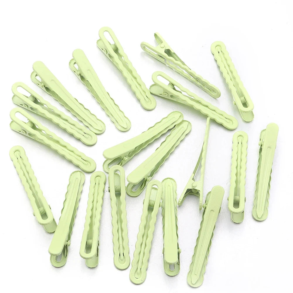 50pcs 6cm Candy Colored Hair Clips Women Girls Metal Hairpins Hollow Bangs Side Clip for Makeup Hair Styling Hairgrip Wholesale