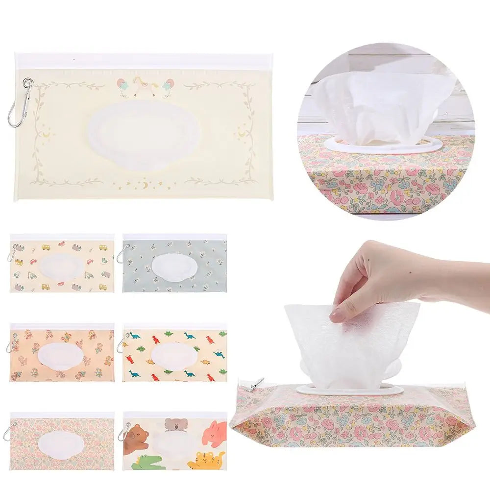 1 PC Outdoor Portable Baby Wet Wipe Pouch Portable Buckle Wipes Holder Case Flip Cover Snap-Strap Reusable Wet Wipe Bag