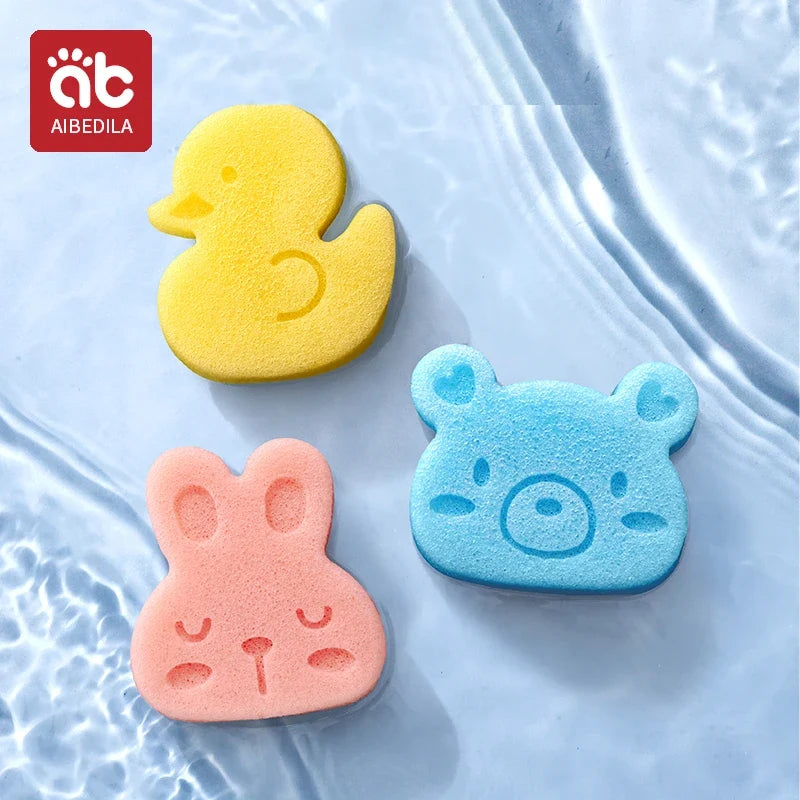 AIBEDILA Baby Duck Shape Bath Sponge Infant Shower Environmental friendly Cotton Scrub Body Bath Brushes Spa Sponge Cleaning