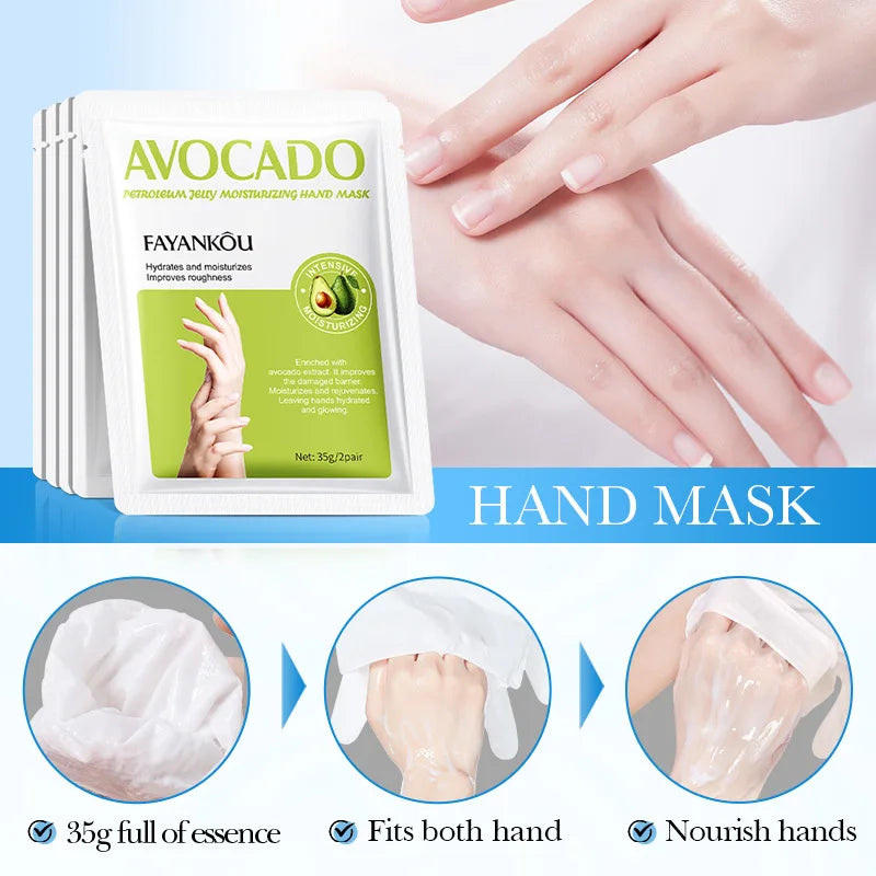 5 Pairs Avocado Moisturizing Hand Mask Hands Remove Dead Skin Rejuvenating Nourishing Hydrating Hand Skin Care Products
