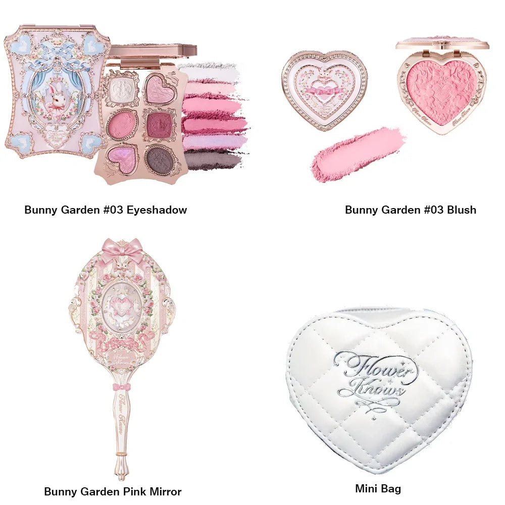 Flower Knows All In One Makeup Set Gift Box Garden Cushion Cream Foundation Matte Blush Long Lasting Velvet Lip Cream With Bag