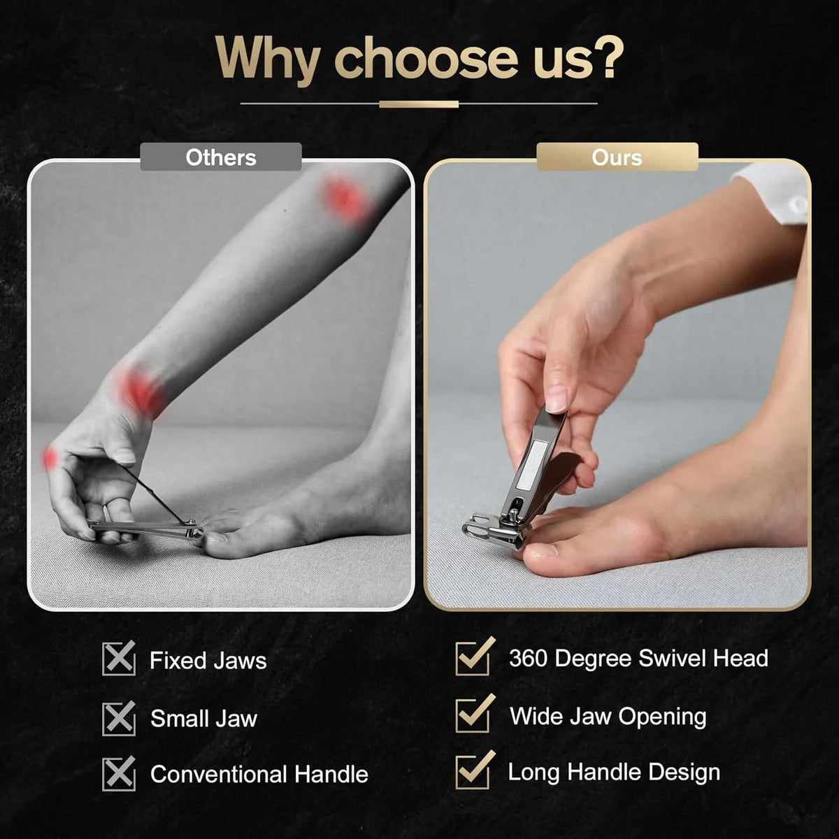 360 Degree Stainless Steel Rotating Nail Clippers Convenient Anti-Splash Multi-Angle Nail Clippers Nail Manicure Tools