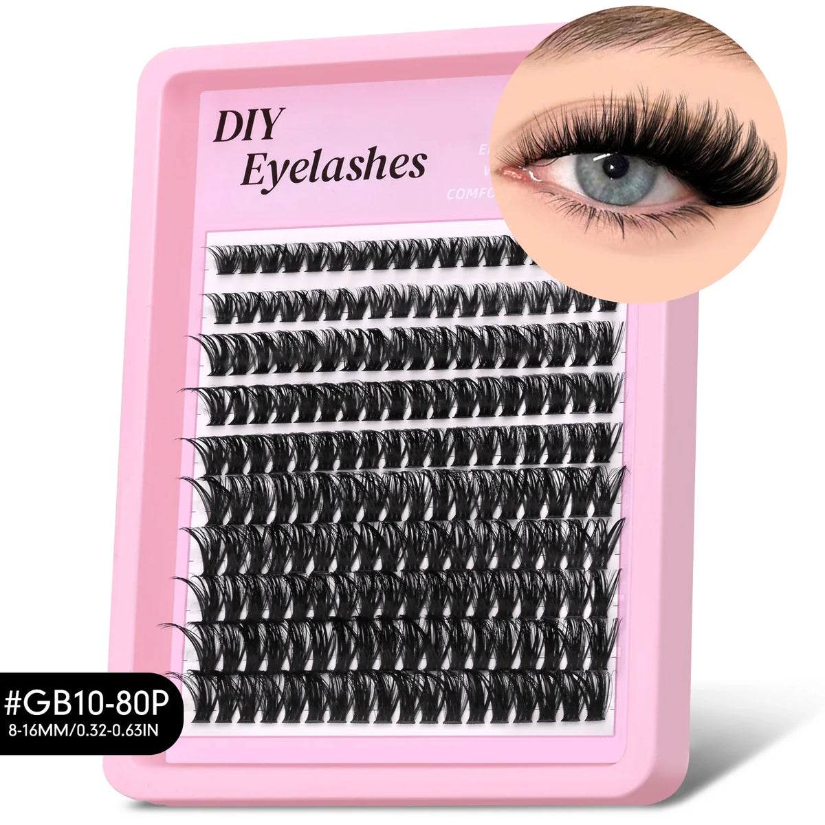 GROINNEYA Fluffy Lashes Clusters 510pcs D Curl 6 Styles 8-16mm Wispy Individual Lashes Soft False Eyelashes Eyelash Extensions