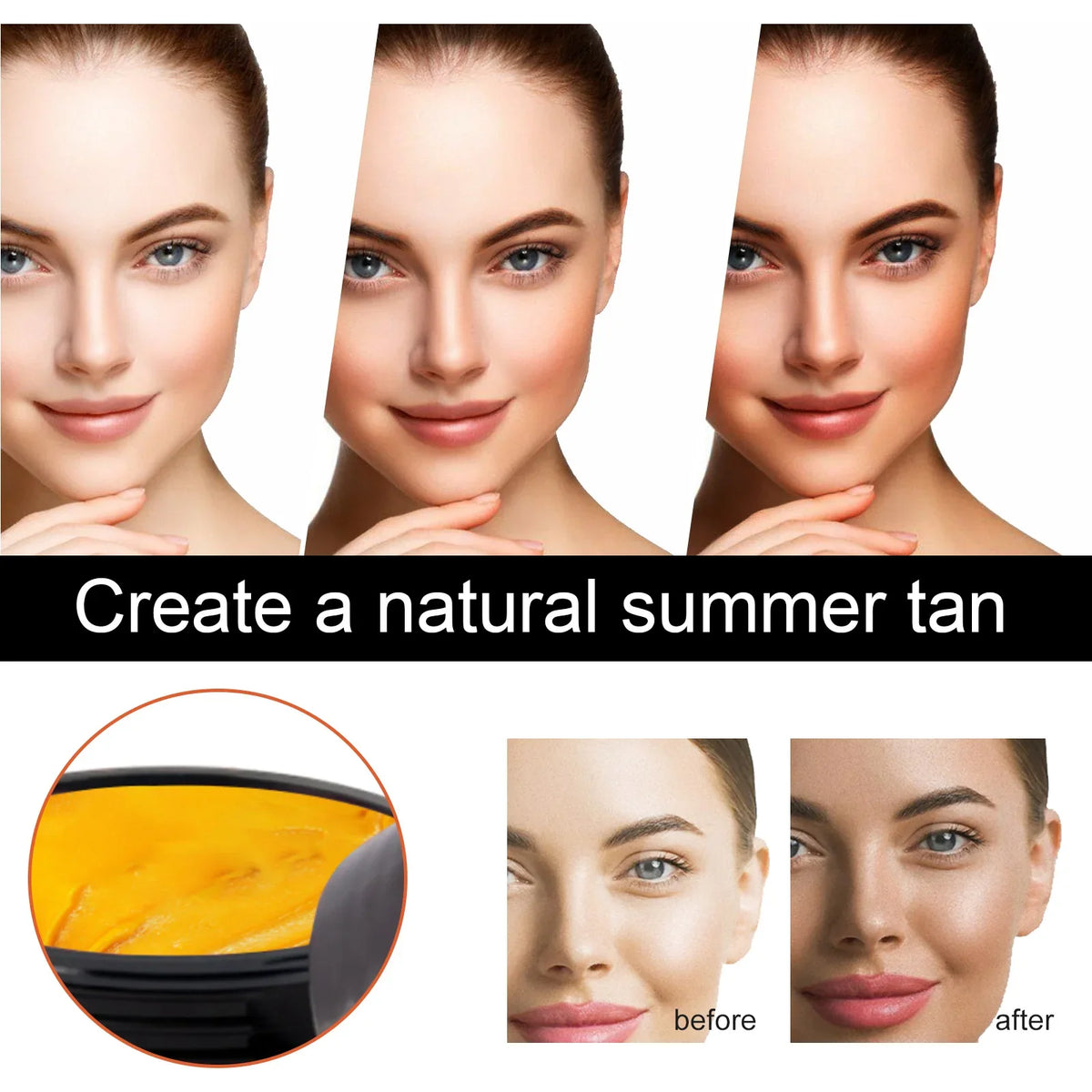 Aloe Vera Tanning Gel for Summer Beach Use. Creates Natural Bronze Skin Tone, Boosts Tanning Effect and Repairs Sunburnt Skin