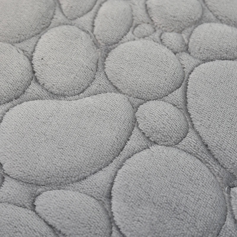 Embroidered Pebble Coral Velvet Floor Mat, Bathroom Carpet, U-shaped Sponge Absorbent Foot Mat, Door Mat, Two-piece Set