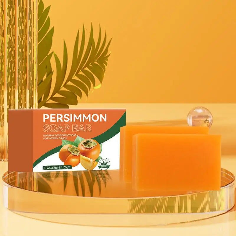 100/200G Persimmon Soap Bar for Body Odor Removal, Handmade Persimmon Green Tea Soap for Face and Body Wash Gentle Deodorant Bar