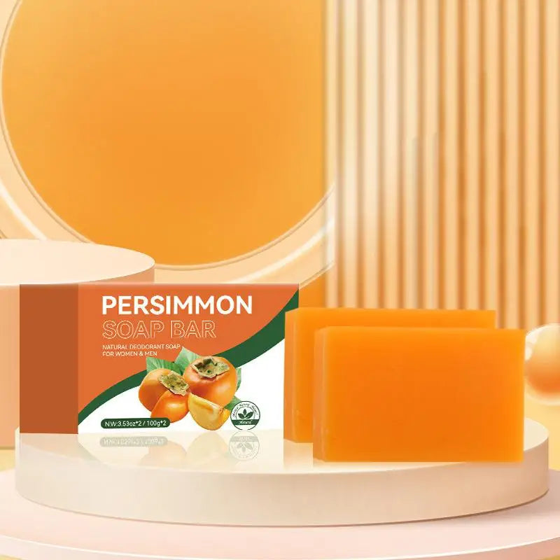 100/200G Persimmon Soap Bar for Body Odor Removal, Handmade Persimmon Green Tea Soap for Face and Body Wash Gentle Deodorant Bar