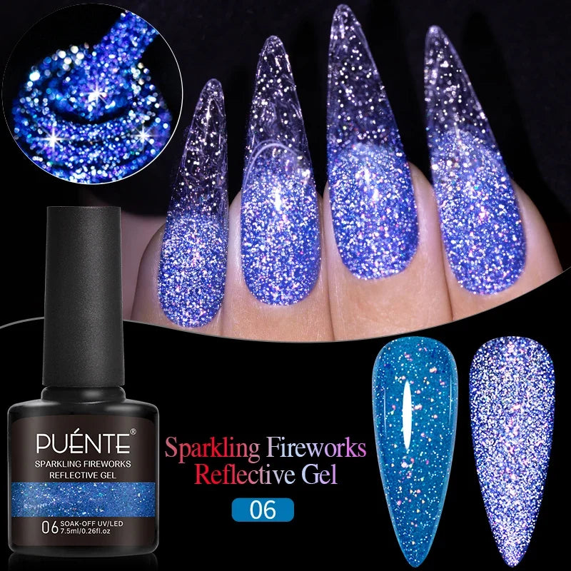 7.5ML Aurora Starlit Cat Eye Gel Nail Polish Rainbow Glitter Galaxy Cat Magnetic Nail Art Gel Soak Off UV Semi-Permanent Varnish